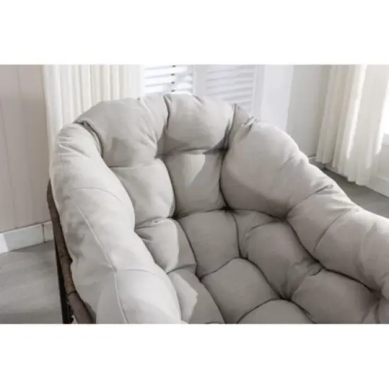 SKRAN Outdoor Rattan Rocking Chair,Padded Cushion Rocker Recliner Chair Outdoor for Front Porch, Living Room, Patio, Garden image {6}