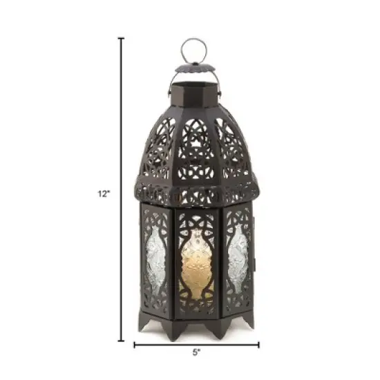 12" Iron Lattice Outdoor Lantern - Zingz & Thingz image {4}