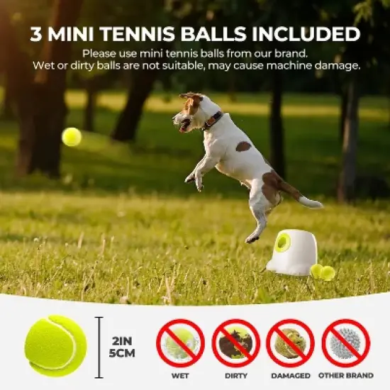 Allforpaws Automatic Dog Ball Launcher Suitable for Little Dog, Interactive Dog Ball Thrower with 3 Tennis Balls (2in) image {4}