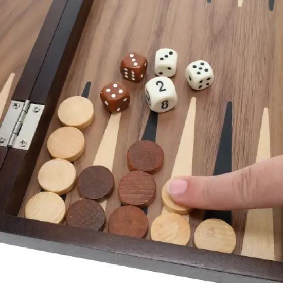 WE Games Backgammon Set with Walnut Stain Wood Case - 12 in. image {3}