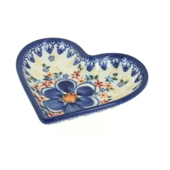 Blue Rose Polish Pottery 392 Vena Heart Dish image {4}
