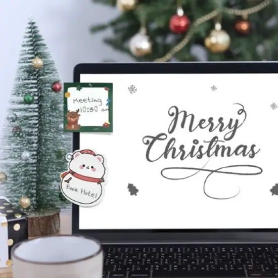 Wrapables Happy Holidays Christmas Sticky Notes, Adhesive Winter Holiday Memo Notepads for Home, Office, Work, Cute Buddies 8pc image {6}