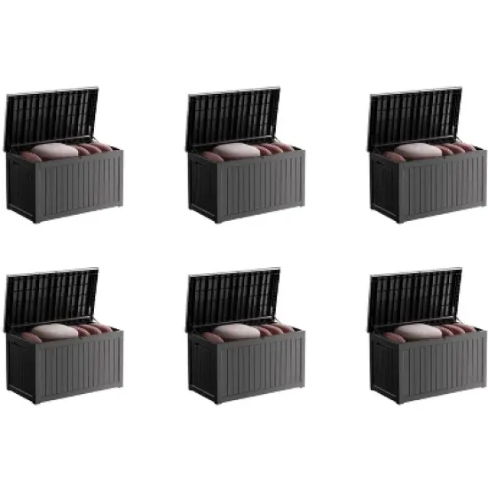 Sersper 230 Gallon Waterproof & UV Resistant Deck Box, Lockable, Black - For Garden Tools & Outdoor Use (6 Pack) image {8}