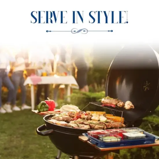 Elle Decor Acrylic Blue Tray w/ 6 Clear Bowls, Condiment Dishes, Serving Bowls, or Buffet Server, BPA Free, Perfect for Fruit, Appetizers, Chip & Dip image {4}