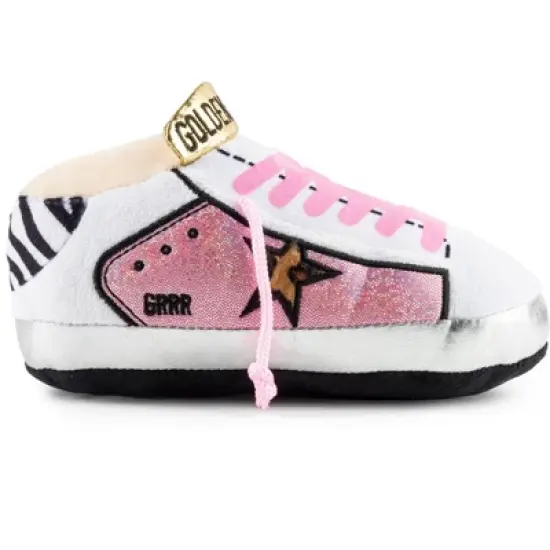 Haute Diggity Dog Golden Pooch Pink Tennis Shoe Plush Dog Toy with Squeaker image {4}