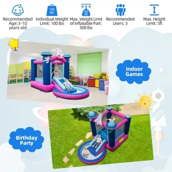 Costway Inflatable Space-themed Bounce House Kids 3-in-1 Bounce Castle W/ 550W Blower image {4}
