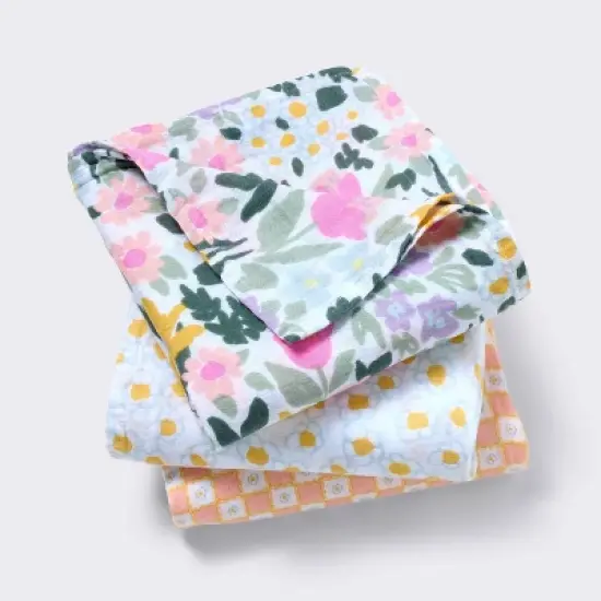 Muslin Swaddle Baby Blanket - Painterly Floral - 3pk - Cloud Island&trade; image {4}