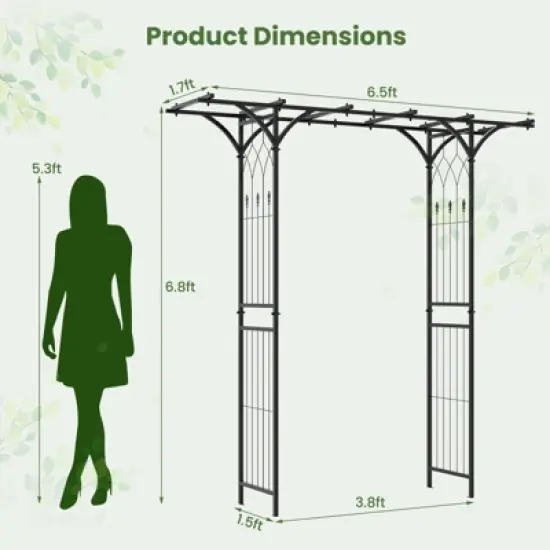 Tobuy Garden Arbor Decorative Metal Garden Arch w/ Trellises for Climbing Plant Vine Rose image {8}