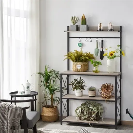 Yaheetech 4-Tier Kitchen Storage Rack with 5 S Hooks image {2}
