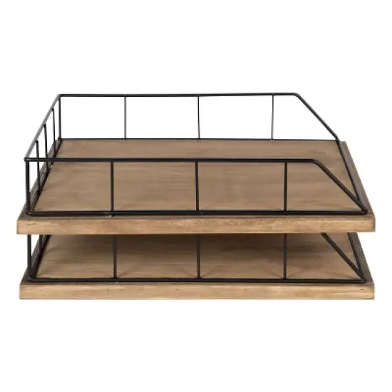 Kate and Laurel Benbrook Stacked Metal and Wood Letter Trays image {1}