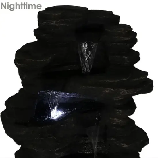 Sunnydaze 39"H Electric Polystone Rock Falls Waterfall Outdoor Water Fountain with LED Lights image {9}