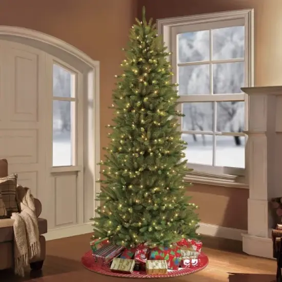 Puleo 6.5ft Pre-lit Artificial Christmas Tree Forest Fir: Hinged Branches, 350 Clear Lights, Indoor Use, Includes Stand image {1}