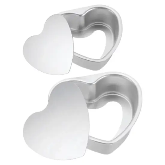 Unique Bargains Aluminum Alloy Removable Bottom Nonstick Heart Shape Novelty Cake Pans 1 Set image {5}