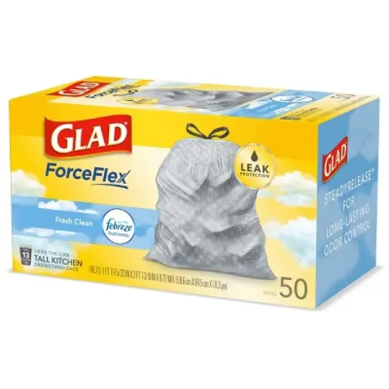 Glad ForceFlex Tall Kitchen Drawstring Trash Bags - Febreze Fresh Clean - 13 Gallon image {3}
