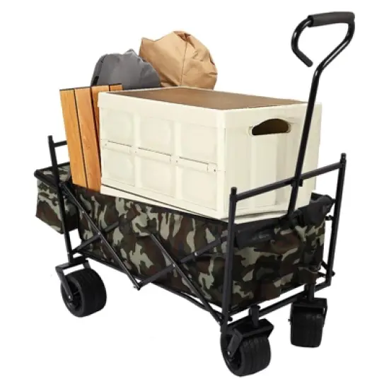 Outdoor Garden Park Wagon with Canopy and Pockets Foldable Portable Utility Beach Trolley Cart image {7}