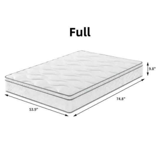10 Inch Hybrid Full Size Mattress - Gel Memory Foam, Pocket Coils, Breathable, Durable, Mattress in a Box image {3}