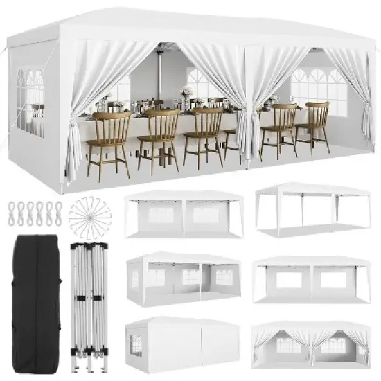 10x20 Heavy Duty Pop Up Canopy Tent with 6 Removable Sidewalls, Easy Up Commercial Canopy Tents for Parties, Large Outdoor Canopies image {10}