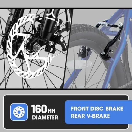 Aukfa 20 Inch Kids Mountain Steel Frame Bike for Boys & Girls Ages 6-12 - 7 Speed Gears, Front Suspension, Disc Brake & V-Brake image {7}