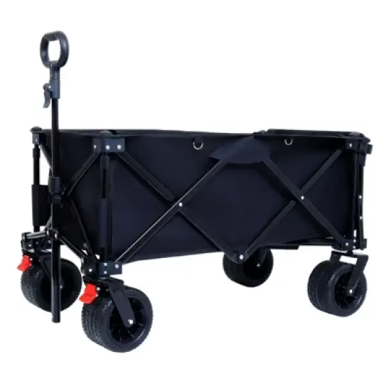 DSVIMOY Collapsible Folding Wagon, Extra Long Collapsible Wagon with Covers for Garden Sports Camping, Black, 46.85"*22.05"*41.34" image {4}