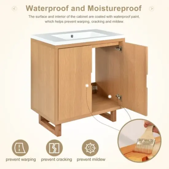 30" Bathroom Vanity Set with Sink, Combo Bathroom Storage Cabinet, Natural-ModernLuxe image {5}