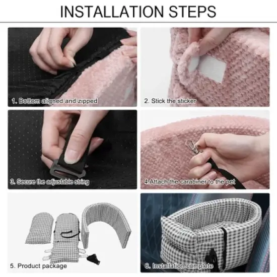 Unique Bargains Plaid Style Dog Car Seat image {3}