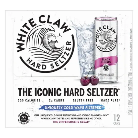 White Claw Black Cherry Hard Seltzer - 12pk/12 fl oz Slim Cans image {5}