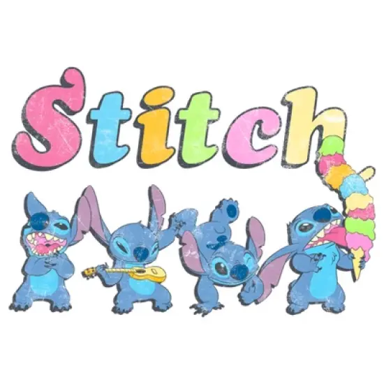 Girl's Lilo & Stitch Colorful Action Poses Stitch T-Shirt image {1}