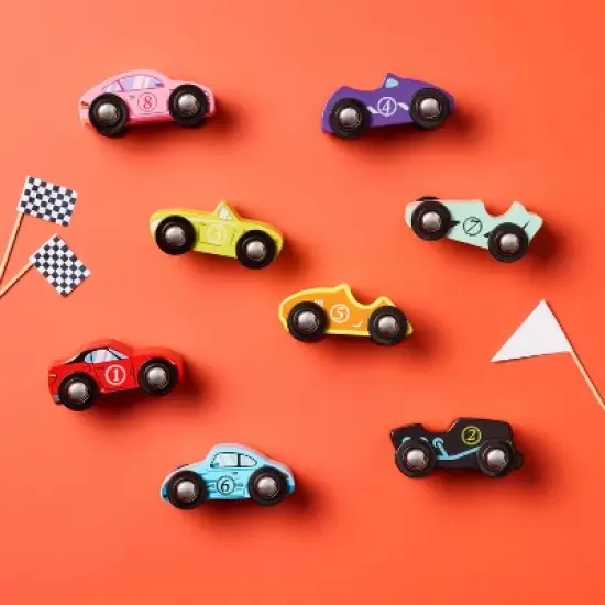 Race Car Toy Vehicle - Gigglescape&trade;: Non-Powered Plastic & Wood Toy, 9-Piece Set, Car Model, Not to Scale image {1}