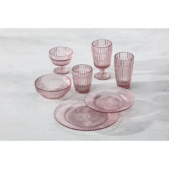 6pk 14.8oz Archie Iced Beverage Glasses Pink - Fortessa Tableware Solutions: Ribbed Drinkware, Dishwasher-Safe Tumblers image {2}