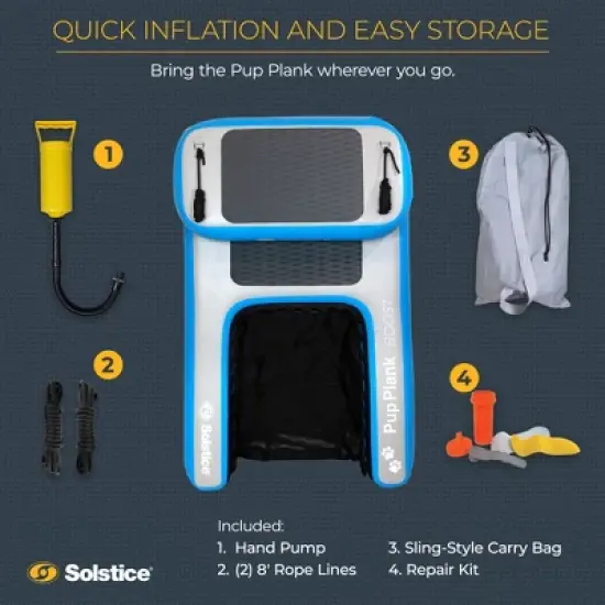 Solstice Original Inflatable Pup Plank Dog Float Floating Ramp Ladder with Drop Stitch Construction for Pools, Lake, Sea, and Ocean Use image {5}