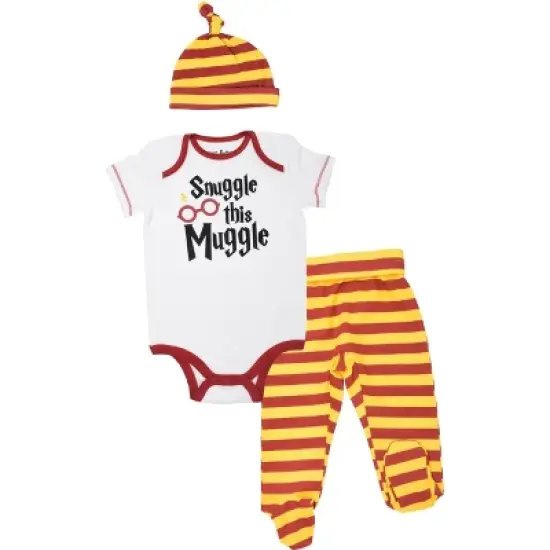 Harry Potter Baby Bodysuit Pants and Hat 3 Piece Outfit Set Newborn to Infant image {8}