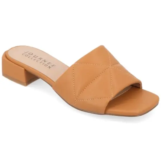 Journee Collection Womens Elidia Slip On Block Heel Vegan Leather Sandals image {11}