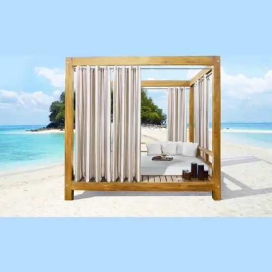 Commonwealth Seascapes Stripes Light Filtering Satiny Look Provide Privacy Grommet Outdoor Panel Pair Linen image {4}
