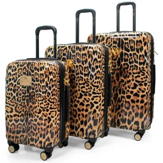 Badgley Mischka Leopard Expandable Hardside Checked 3pc Luggage Set image {5}