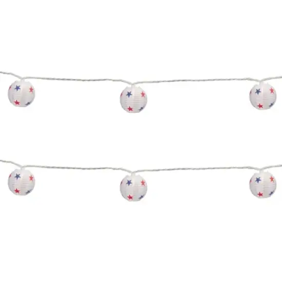 Northlight Patriotic Stars Paper Lantern Patio Light Set - 8.5' White Wire - 10ct image {3}
