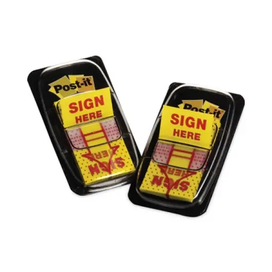 Post-it Flags Arrow Message 1" Page Flags, "Sign Here", Yellow, 50 Flags/Dispenser, 2 Dispensers/Pack image {5}