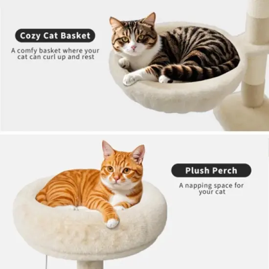75.6-Inch Tall 2-in-1 Modern Cat Tree with Hidden Litter Box Enclosure &uml;C Large Indoor Cat Tower with Double Condos, Scratching Posts, White image {5}
