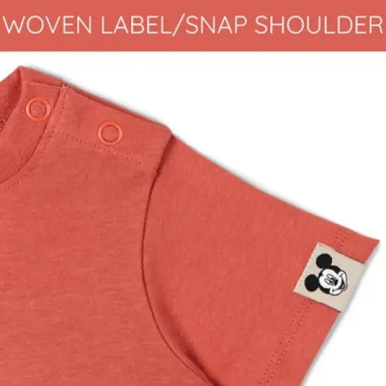 Disney Mickey Mouse Baby Twill Square Neck Short Overalls and and T-Shirt Outfit Set Newborn to Infant image {6}