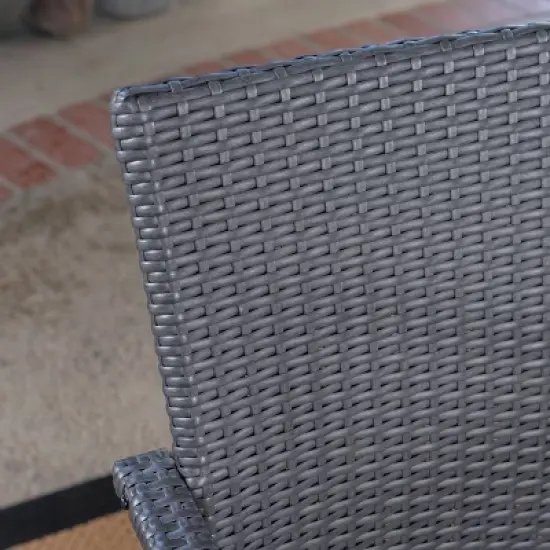 Stamford 5pc Acacia Wood & Wicker Patio Dining Set - Gray - Christopher Knight Home image {5}