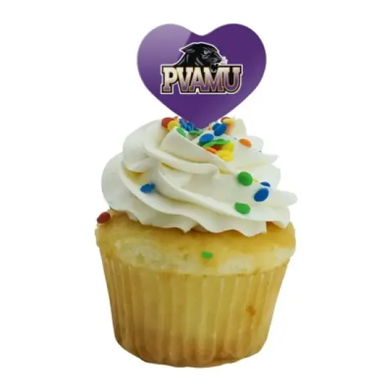 Prairie View A&M Primary Logo Heart Love Cupcake Picks Toppers Decoration Set of 6 image {4}