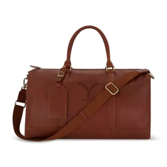 Yellowstone real leather 21 inch duffle, with burnished gold detailing image {5}