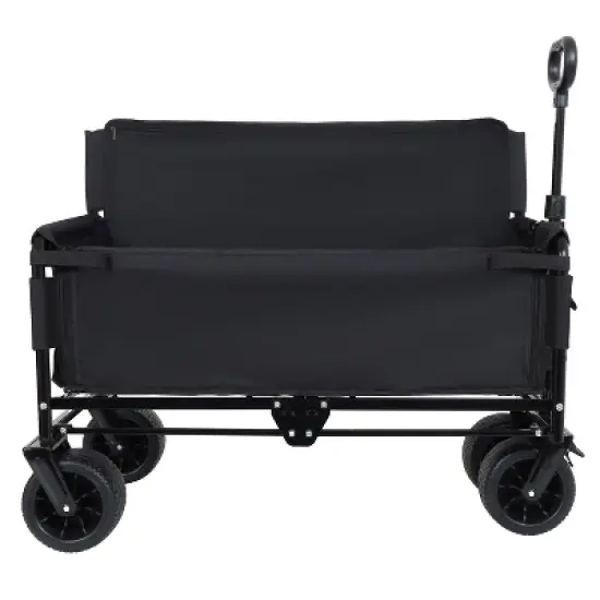 3-in-1 Convertible Folding Wagon Cart with Bench Seat & Storage - 500lbs Heavy-Duty Utility Wagon,black image {4}