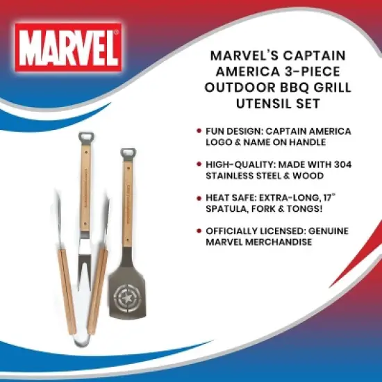 Seven20 Marvel&rsquo;s Captain America 3-Piece Outdoor BBQ Grill Utensil Set image {6}