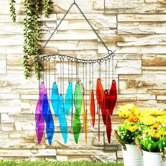 Okuna Outpost Rainbow Wind Chimes for Outdoor or Indoor Decor (11.22 x 18.9 Inches) image {2}