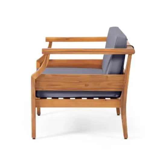 FIONECA Acacia Wood Club Chairs, 500lbs Capacity Outdoor Armchairs with Thick Cushions, Teak Finish Patio Furniture for Garden/Porch image {6}