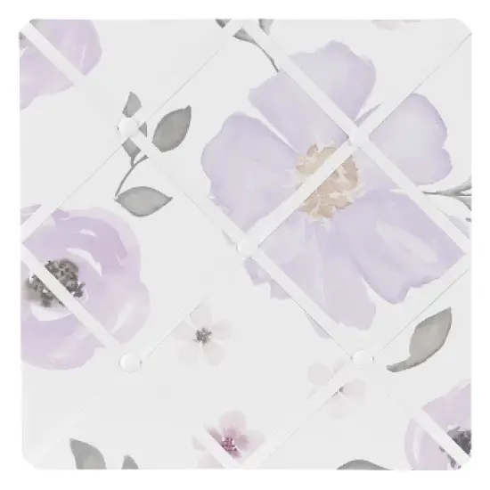 Sweet Jojo Designs Girl Fabric Photo Memo Board Watercolor Floral Purple Pink and Grey image {3}