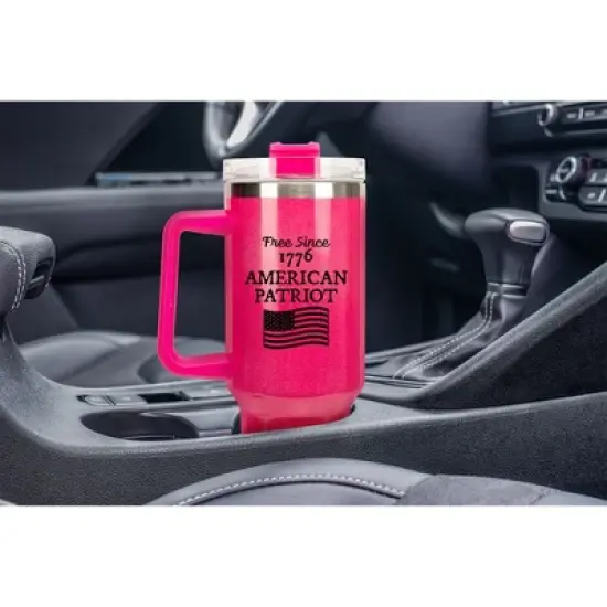 100 North Born In The USA American Flag Shield Wrap-Around 40 Oz. Stainless Steel Water Bottle Coffee Mug, Spill & Leak Resistant, Travel Tumbler with image {4}