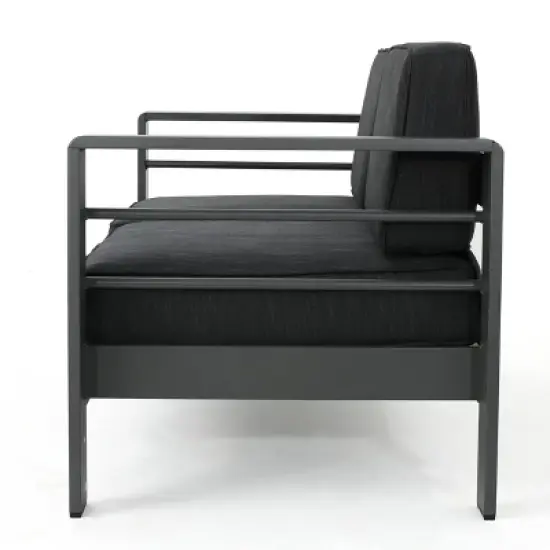 Christopher Knight Home Cape Coral Outdoor Loveseat - Aluminum Gray/Dark Gray image {4}