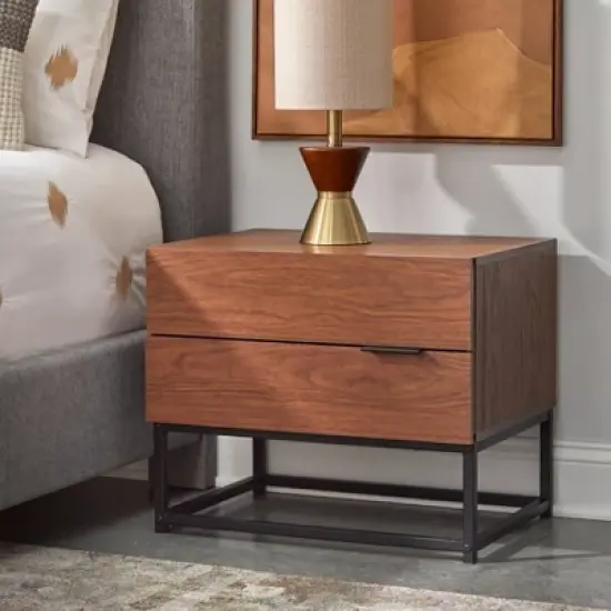 Noble 2 Drawers Nightstand Walnut - Buylateral image {1}