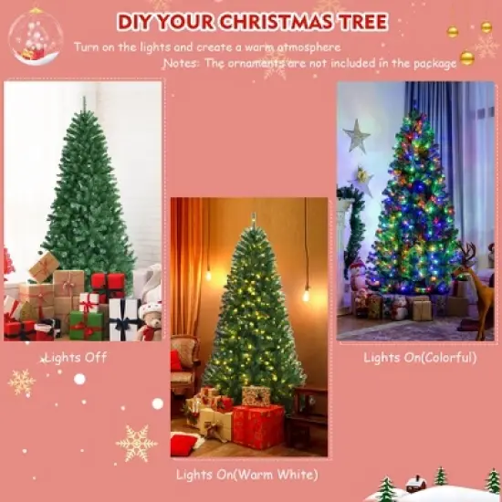 Costway 7ft Pre-lit Hinged Christmas Tree w/ Remote Control & 9 Lighting Modes image {5}